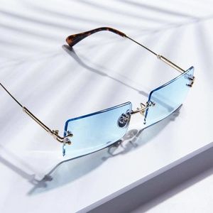 Men’s Baby Blue Rimless Sunglasses